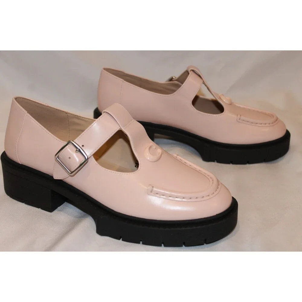 COACH WOMEN'S LOGO PATENT LEATHER MARY JANE PLATFORM SHOES‎ BLUSH $195 - Picture 5 of 8